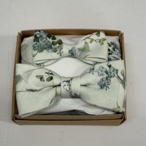 Mies & tytär-setti vihreä pellava kukka-kuosi