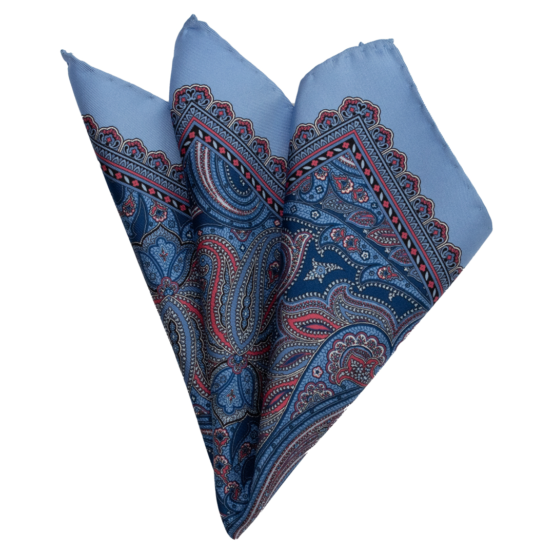 Sininen paisley silkkitaskuliina