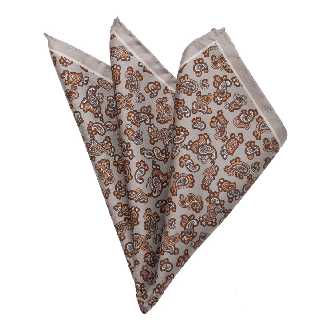 Beige paisley silkkitaskuliina